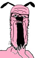 animal arm courage courage_the_cowardly_dog dog ear glasses hand mustache open_mouth pink_skin snout soyjak stretched_mouth stubble variant:a24_slowburn_soyjak // 456x740 // 70.2KB