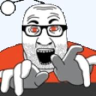 animated antenna fat glasses hand open_mouth orange_eyes reddit soyjak stubble typing variant:el_perro_rabioso // 128x128 // 131.2KB