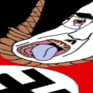 3dgifmaker animated bloodshot_eyes clothes crying glasses hair hanging inside_sphere mustache nazism open_mouth politics rope soyjak subvariant:chudjak_front suicide swastika tongue variant:chudjak yellow_teeth // 248x248 // 405.3KB