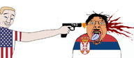 2soyjaks amerimutt anti_mutt aryan blond blood chud flag flag:serbia flag:united_states glasses gun gunshot happy holding_gun holding_object open_mouth serbia smile stubble tongue total_nigger_death total_serbian_death tsd united_states variant:bernd variant:chudjak // 1672x734 // 180.3KB