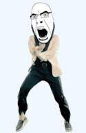 angry animated dance full_body gangnam_style glasses irl open_mouth soyjak stubble template variant:cobson // 300x460 // 589.6KB