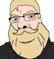 beard blue_eyes clothes glasses hair hoodie nordic_chad smile soyjak variant:cobson white_skin yellow_hair // 775x849 // 19.6KB