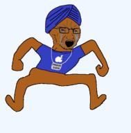 animated apple_(company) bloodshot_eyes brown_skin clothes crying cuck glasses indian necklace open_mouth soyjak stubble technology tshirt turban variant:soyak // 570x580 // 83.5KB