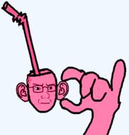 anger_mark concerned cup drinking_straw ear glasses hand holding_object pink_skin soyjak variant:soyak // 321x336 // 26.2KB