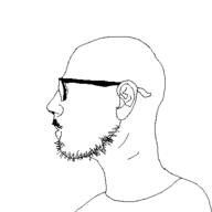 clothes ear glasses mustache open_mouth side_profile soyjak stubble variant:unknown // 400x400 // 9.6KB