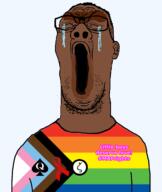 aids brown_skin crying gay_flag glasses lgbt map_(pedophile) meta:tagme open_mouth pedophile poop progress_pride_flag queen_of_spades soyjak stubble text tranny variant:reaction_soyjak zoophile // 814x963 // 119.1KB