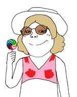 arm bikini closed_mouth clothes glasses hair hand hat holding_lollipop holding_object lollipop smile soyjak subvariant:soylita sunglasses taxi_driver variant:gapejak yellow_hair // 1093x1391 // 94.4KB