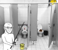 3soyjaks arm bathroom bloodshot_eyes bucket door ear fishing fishing_rod glasses hand hinge irl_background poop poop2 skibidi_toilet smile smirk smug soyjak stubble sun text toilet toilet_nigger trash_can variant:soyak wall // 869x750 // 341.7KB