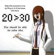 anime arm clothes female glasses hand holding_object makise_kurisu open_mouth soyjak steins_gate text variant:a24_slowburn_soyjak // 1001x1024 // 642.5KB