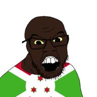 black_skin burundi clothes country flag flag:burundi glasses open_mouth small_eyes soyjak stubble variant:feraljak // 1500x1500 // 49.4KB