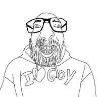 beard clothes glasses goy hoodie i_love smile soyjak text variant:israeli_soyjak // 1000x1000 // 185.9KB