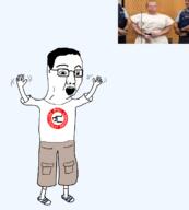 animated arm clothes glasses hair hand hands_up irl leg nazism open_mouth pol_(4chan) soyjak swastika tshirt variant:chudjak // 1082x1200 // 716.5KB