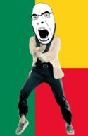 angry animated benin country dance flag full_body gangnam_style glasses irl open_mouth soyjak stubble variant:cobson // 300x460 // 500.2KB