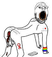 aid aids anus arm flag gay glasses hand i_love leg lgbt monkeypox nsfw open_mouth penis poop soyjak stubble text variant:gapejak worm // 797x872 // 171.0KB