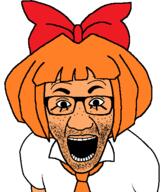 arm bow clothes glasses mymy necktie ongezellig open_mouth orange_hair orange_skin soyjak stubble variant:el_perro_rabioso // 421x498 // 17.0KB