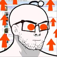 antenna arrow ear glasses orange_eyes reddit soyjak stubble text upvote variant:nujak // 593x595 // 304.9KB