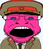 blue_sclera closed_mouth clothes communism doll_(user) glasses hammer_and_sickle hat looking_at_you military_cap mustache necktie neutral pink_skin soyjak star stubble uniform variant:coinjak // 896x1019 // 144.6KB