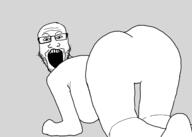 ass breasts full_body glasses hair open_mouth soyjak stubble v_(4chan) variant:markiplier_soyjak vidya_butts // 2538x1807 // 286.4KB