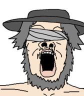 beard blindfold bloodborne clothes father_gascoigne grey_hair hair hat mustache open_mouth soyjak variant:a24_slowburn_soyjak video_game white_skin // 456x520 // 11.7KB