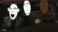 3soyjaks animated biting_lip black_skin blush car dance distorted driving ear earring glasses nose_piercing open_mouth painted_nails smile smug soyjak stubble subvariant:hornyson tattoo variant:cobson yellow_teeth // 500x281 // 489.6KB