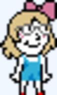 bowtie clothes dress female femjak hair pixel_art redraw smile soyjak subvariant:soylita variant:gapejak yellow_hair // 24x40 // 514