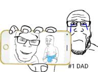 2soyjaks 3soyjaks arm baby clothes crying full_body glasses hair hand holding_object holding_phone iphone leg nipple phone sad smile smug soyjak stubble subvariant:phoneplier subvariant:phoneplier_horizontal variant:chudjak variant:feraljak variant:markiplier_soyjak // 643x477 // 173.6KB