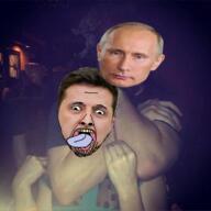 choke_hold headlock open_mouth russia russo_ukrainian_war soyjak strangling stubble the_weak_should_fear_the_strong tongue ukraine variant:bernd vladimir_putin volodymyr_zelenskyy yellow_teeth // 1279x1282 // 1.5MB