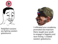 closed_mouth country flag hair meme nazism pol_(4chan) russia russo_ukrainian_war smile soyjak swastika text variant:chudjak // 960x720 // 208.3KB