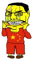 angry arm asian blood bloodshot_eyes china clothes country crying flag full_body glasses hair hand piss shoe soyjak variant:chudjak vein yellow_skin // 515x955 // 74.7KB