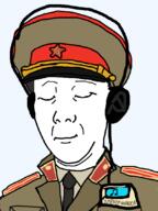 cassette closed_eyes closed_mouth clothes collar_tabs collared_shirt communism cyrillic_text ear epaulettes hammer_and_sickle hat hat_ornament headphones kgb kuz military_uniform necktie neutral smile smirk soviet_army_uniform soviet_union soyjak star_(symbol) star_hat_ornament uniform variant:kuzjak // 810x1080 // 162.1KB