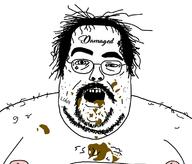 coprophagia fat glasses hair moustache poop queen_of_spades stubble tattoo variant:boogie2988 // 750x639 // 125.8KB