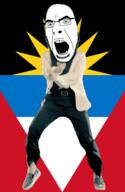 angry animated antigua_and_barbuda country dance flag full_body gangnam_style glasses irl open_mouth soyjak stubble sun variant:cobson // 300x460 // 498.4KB