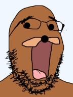 animal bear brown_skin glasses open_mouth snout soyjak spurdo stubble tongue variant:gapejak // 600x800 // 56.2KB