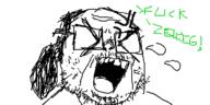 anger_mark angry balding closed_eyes fat glasses greentext hair oekaki ongezellig open_mouth ponytail soyjak stubble text yelling // 500x250 // 31.0KB