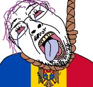 bant_(4chan) bloodshot_eyes clothes crying flag glasses hair hanging moldova moldovan mustache noose open_mouth rope soyjak stubble suicide tongue tranny variant:bernd yellow_teeth // 768x719 // 67.8KB