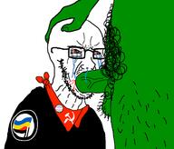 antifa badge bandana blood bloodshot_eyes blowjob communism country crying flag frog glasses hammer_and_sickle nsfw penis pepe russo_ukrainian_war soyjak stubble tranny ukraine variant:soyak // 1333x1142 // 149.6KB