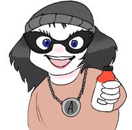 arm avengers beanie blue_eyes bottle clothes fat female glasses hair hand happy hat holding_bottle holding_object holding_soylent long_hair necklace open_mouth plastic_bottle soy soyjak soylent soylent_bottle variant:soytan // 1100x1080 // 151.1KB