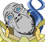 ack armor blue_eyes clothes crying death eyelashes glasses grey_skin no_mouth protoss soyjak starcraft stubble tear variant:bernd video_game // 768x719 // 160.7KB