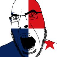 angry country flag glasses open_mouth panama soyjak star stubble variant:cobson // 721x720 // 25.4KB