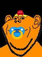 cap clothes donald_trump ear hair hat maga orange_skin pacifier smile soyjak stubble variant:impish_soyak_ears yellow_hair // 574x768 // 120.4KB