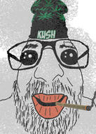 beanie beard closed_mouth clothes glasses hat oh_my_god_she_is_so_attractive smoking soyjak variant:israeli_soyjak weed // 521x729 // 66.4KB