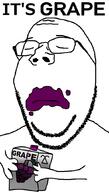 arm box closed_eyes closed_mouth eating food frown fruit glasses grape hand holding_object its_over soyjak stubble subvariant:wholesome_soyjak text thrembo variant:gapejak // 600x1053 // 75.7KB