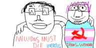 2soyjaks closed_eyes closed_mouth communism friendship glasses hair incels.is millions_must_die mustache oekaki purple_hair smile stubble subvariant:chudjak_front text trans_flag trans_rights variant:bernd variant:chudjak // 500x250 // 38.8KB