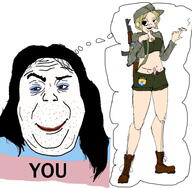 azov_battalion hair makeup marichka nsfw penis smile smug soyjak stubble text thought_bubble tranny ukraine variant:alicia // 954x935 // 218.5KB