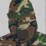 camouflage fabric glasses green_eyes m81 open_mouth soyjak stubble variant:cobson // 1178x1181 // 2.8MB