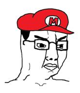 angry cap clothes glasses hair hat mario nintendo soyjak variant:chudjak video_game // 793x920 // 143.2KB