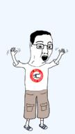 animated arm clothes glasses hair hand hands_up leg nazism open_mouth pol_(4chan) soyjak swastika tshirt variant:chudjak // 675x1200 // 419.1KB