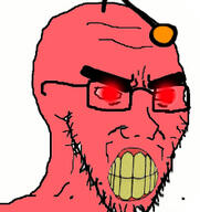 angry antenna clenched_teeth glasses glowing_eyes meta:low_resolution red_eyes red_skin reddit soyjak stretched_mouth stubble thick_eyebrows variant:soyak yellow_teeth // 221x234 // 51.8KB