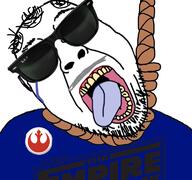 badge clothes crying glasses grey_hair hair hanging mustache open_mouth rebel_alliance rope soyjak star_wars stubble suicide sunglasses the_empire_strikes_back tongue variant:bernd // 768x719 // 394.0KB