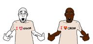 2soyjaks arm black_skin clothes cracker ear flag gay glasses hand i_heart_nigger i_love lgbt nigger open_mouth pointing soyjak stubble text tranny tshirt variant:shirtjak // 1335x642 // 167.2KB